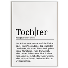 Laden Sie das Bild in den Galerie-Viewer, Tochter Poster Definition - Tochter Geschenk Wandbild