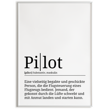 Laden Sie das Bild in den Galerie-Viewer, Pilot Poster Definition Kunstdruck Wandbild Geschenk