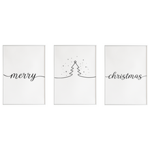 Laden Sie das Bild in den Galerie-Viewer, Weihnachten Poster 3er Set – Merry Christmas Wandbild Weihnachtsbaum Motiv Schlafzimmer Wohnzimmer Küche Flur Zuhause Wanddeko