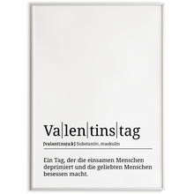 Laden Sie das Bild in den Galerie-Viewer, Valentinstag Poster Definition Liebesposter Kunstdruck Wandbild Geschenk