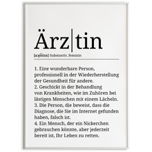 Laden Sie das Bild in den Galerie-Viewer, Ärztin Poster Definition Kunstdruck Wandbild Geschenk