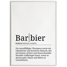 Laden Sie das Bild in den Galerie-Viewer, Barbier Poster Definition Kunstdruck Wandbild Geschenk