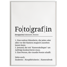 Laden Sie das Bild in den Galerie-Viewer, Fotografin Poster Definition Kunstdruck Wandbild Geschenk
