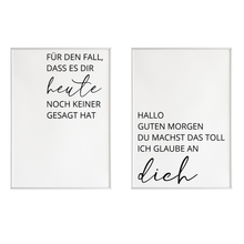 Laden Sie das Bild in den Galerie-Viewer, 2er Set Poster Motivation Wohnzimmer Küche Flur Schlafzimmer Wandbild Zuhause Wanddeko