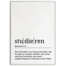 Laden Sie das Bild in den Galerie-Viewer, studieren Poster Definition Kunstdruck Wandbild Geschenk