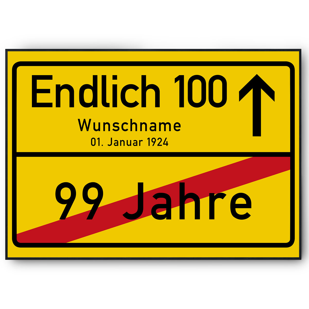 Ortsschild zum 100. Geburtstag – lustiges Poster, personalisiert mit Name und Datum, Jahrgang 1926