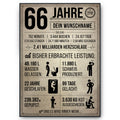 66 Jahre in Zahlen – lustiges Statistik Poster zum 66. Geburtstag, personalisiert mit Name