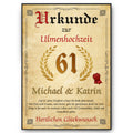 Urkunde zum 61. Hochzeitstag mit Namen – Ulmenhochzeit Geschenk, personalisiert