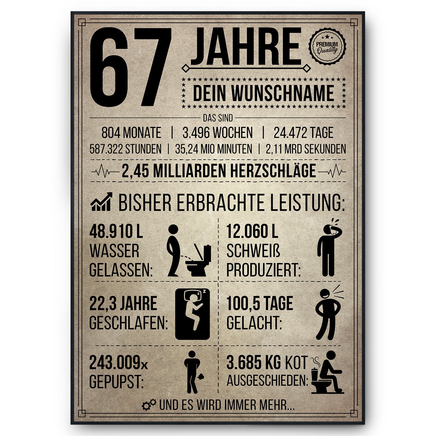 Geburtstagskarte Zum 67. Geburtstag – Personalisierte Metallkarte Mit Gravur, Im Kreditkartenformat