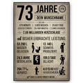 73 Jahre in Zahlen – lustiges Statistik Poster zum 73. Geburtstag, personalisiert mit Name