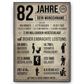 82 Jahre in Zahlen – lustiges Statistik Poster zum 82. Geburtstag, personalisiert mit Name