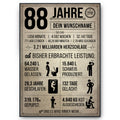 88 Jahre in Zahlen – lustiges Statistik Poster zum 88. Geburtstag, personalisiert mit Name
