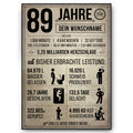 89 Jahre in Zahlen – lustiges Statistik Poster zum 89. Geburtstag, personalisiert mit Name