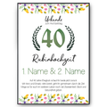 40. Hochzeitstag personalisiertes Geschenk Urkunde zur Rubinhochzeit Deko