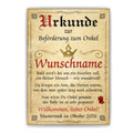 Urkunde Beförderung zum Onkel ohne Rahmen