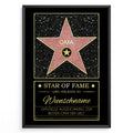Oma Star of Fame Urkunde mit Wunschname im schwarzen Rahmen
