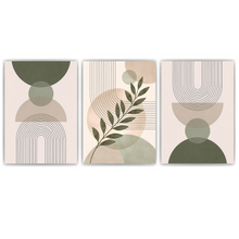 Laden Sie das Bild in den Galerie-Viewer, Beige Grün Poster 3er Set Wandbilder Botanisch Modern Wohnzimmer
