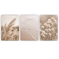 Strand Poster 3er Set Beige Pampasgras Meer Boho Wandbilder