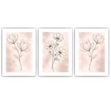 Laden Sie das Bild in den Galerie-Viewer, Magnolie Poster 3er Set Beige Boho Botanische Blumen Wandbilder
