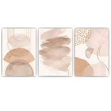 Laden Sie das Bild in den Galerie-Viewer, Abstraktes Boho Poster 3er Set Beige Aquarell Moderne Wandbilder
