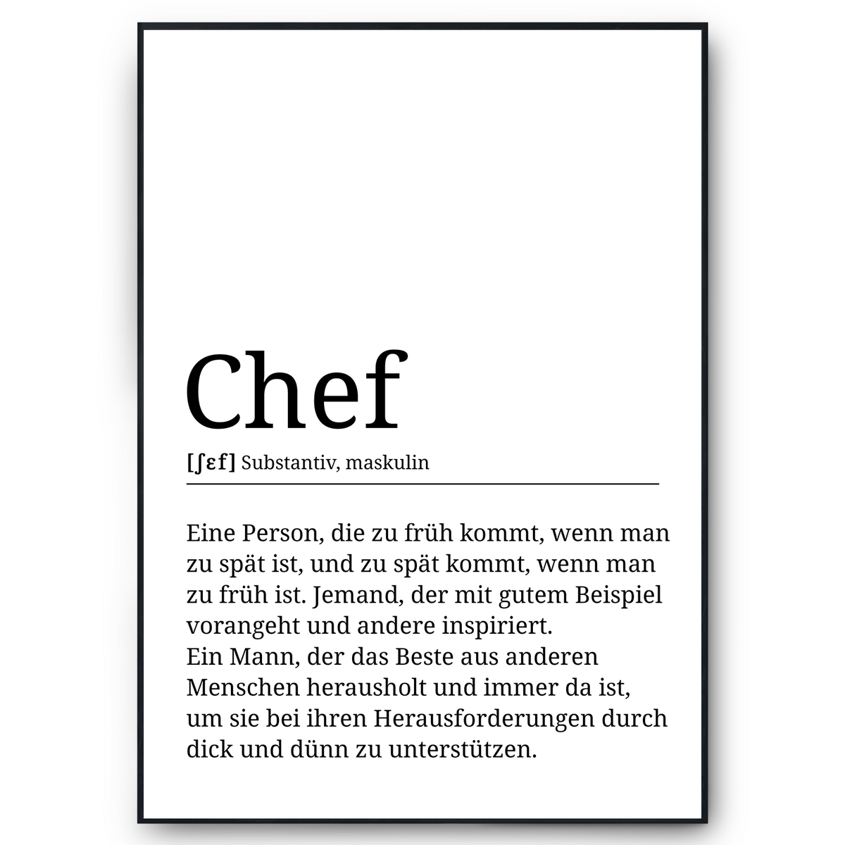 Chef Definition Poster Vorgesetzter Geschenk Kollegen