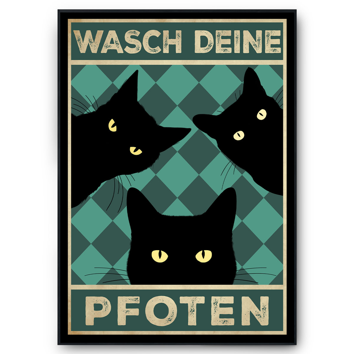 Lustiges Katzen Poster Badezimmer Gästebad Wandbild Katzenliebhaber Toilette Deko Gäste-WC - Motiv 7