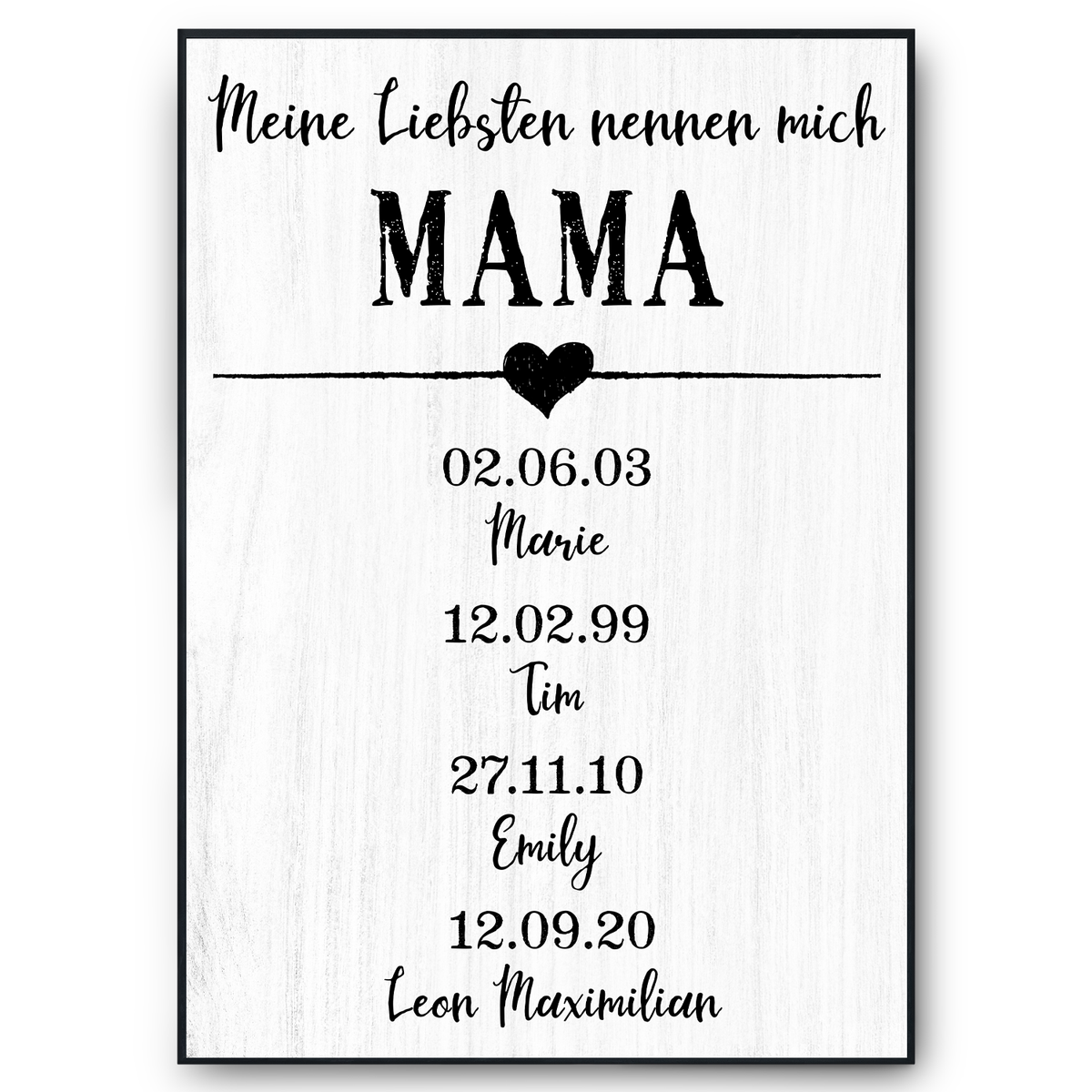 Personalisiertes Mama Poster mit Namen und Geburtsdaten Geschenk für Mama und Oma Muttertag Geschenkidee Mama Geburtstag