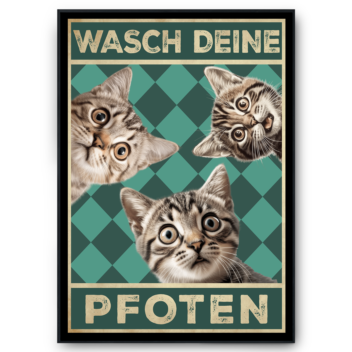 Lustiges Katzen Poster Badezimmer Gästebad Wandbild Katzenliebhaber Toilette Deko Gäste-WC - Motiv 6