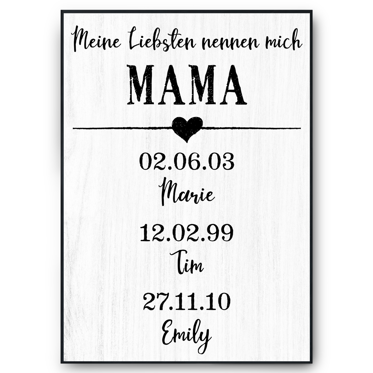 Personalisiertes Mama Poster mit Namen und Geburtsdaten Geschenk für Mama und Oma Muttertag Geschenkidee Mama Geburtstag