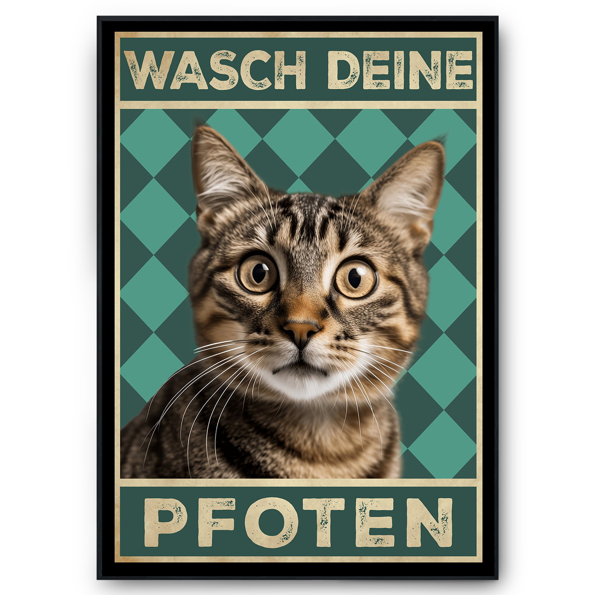 Lustiges Katzen Poster Badezimmer Gästebad Wandbild Katzenliebhaber Toilette Deko Gäste-WC - Motiv 3