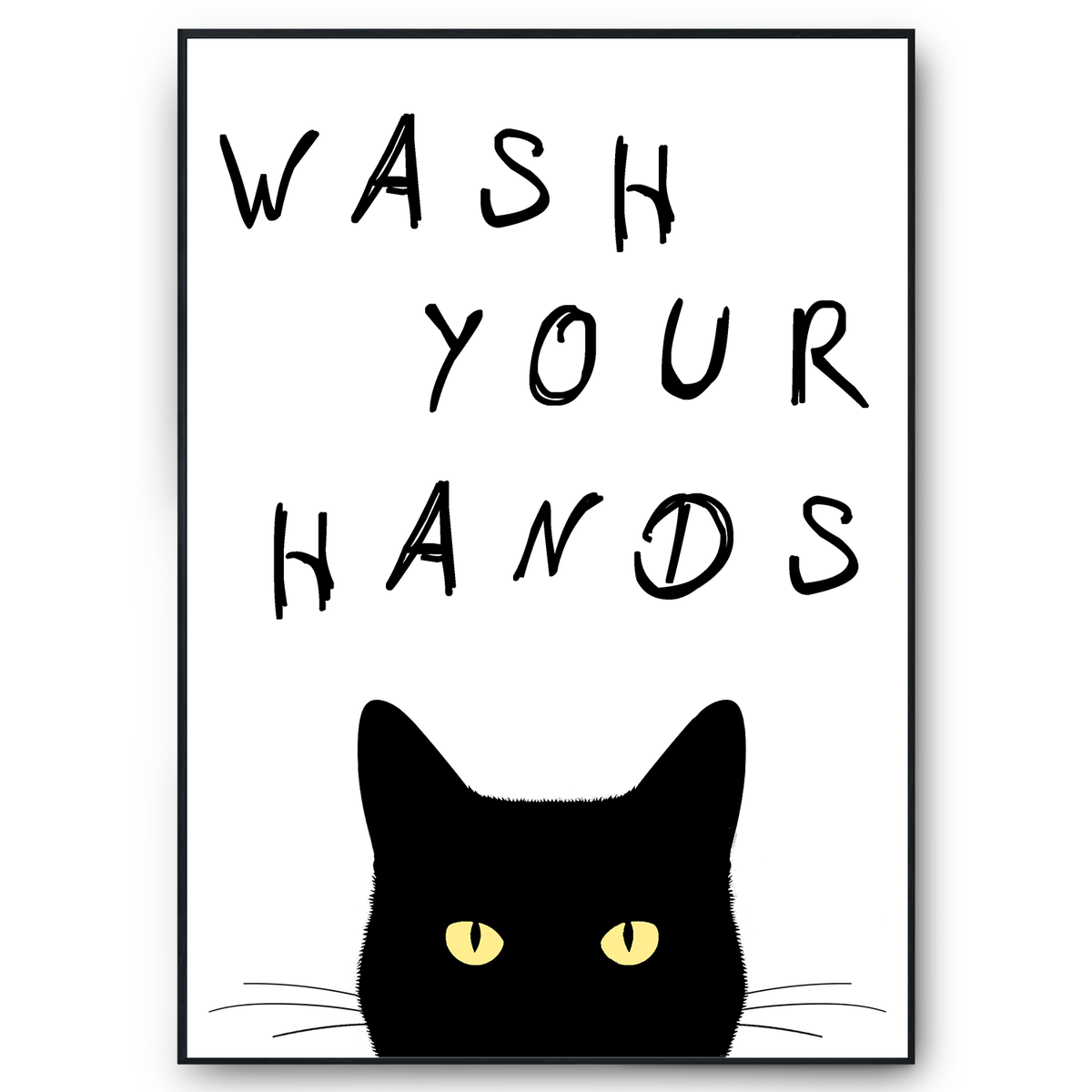 Lustiges Katzen Poster Badezimmer Gästebad Wandbild Katzenliebhaber Toilette Deko Gäste-WC - Motiv 1