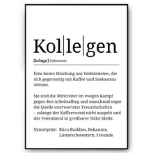 Laden Sie das Bild in den Galerie-Viewer, Kollegen Definition Poster Mitarbeiter Geschenk Team Kollegen
