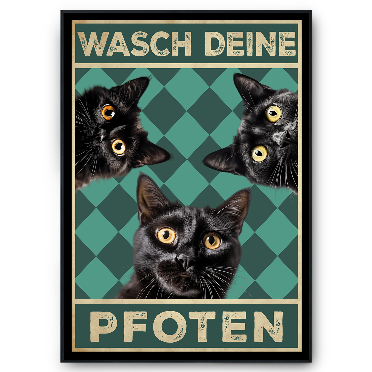 Lustiges Katzen Poster Badezimmer Gästebad Wandbild Katzenliebhaber Toilette Deko Gäste-WC - Motiv 5