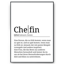 Laden Sie das Bild in den Galerie-Viewer, Chefin Definition Poster Vorgesetzte Geschenk Kollegen
