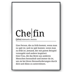 Chefin Definition Poster Vorgesetzte Geschenk Kollegen