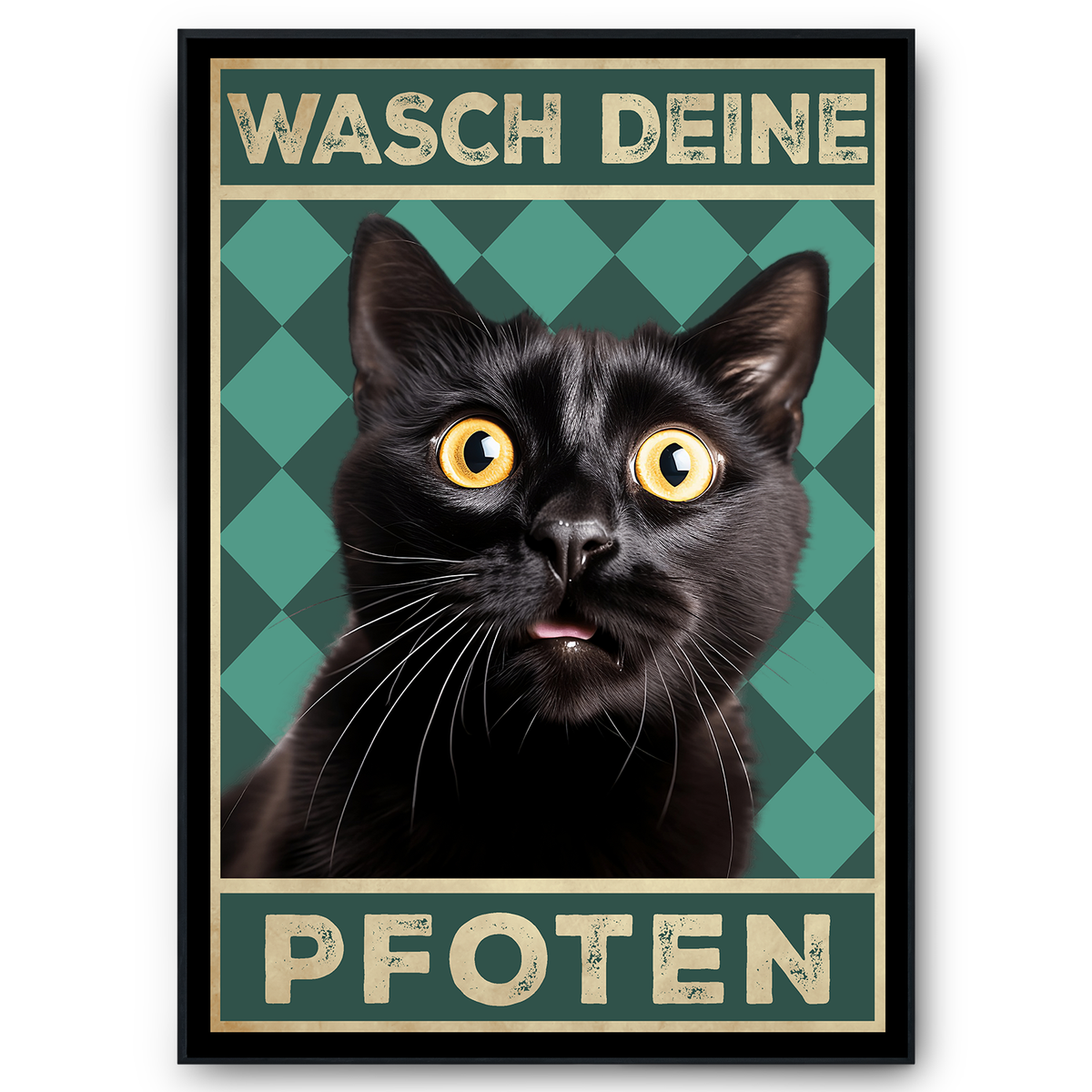 Lustiges Katzen Poster Badezimmer Gästebad Wandbild Katzenliebhaber Toilette Deko Gäste-WC - Motiv 4