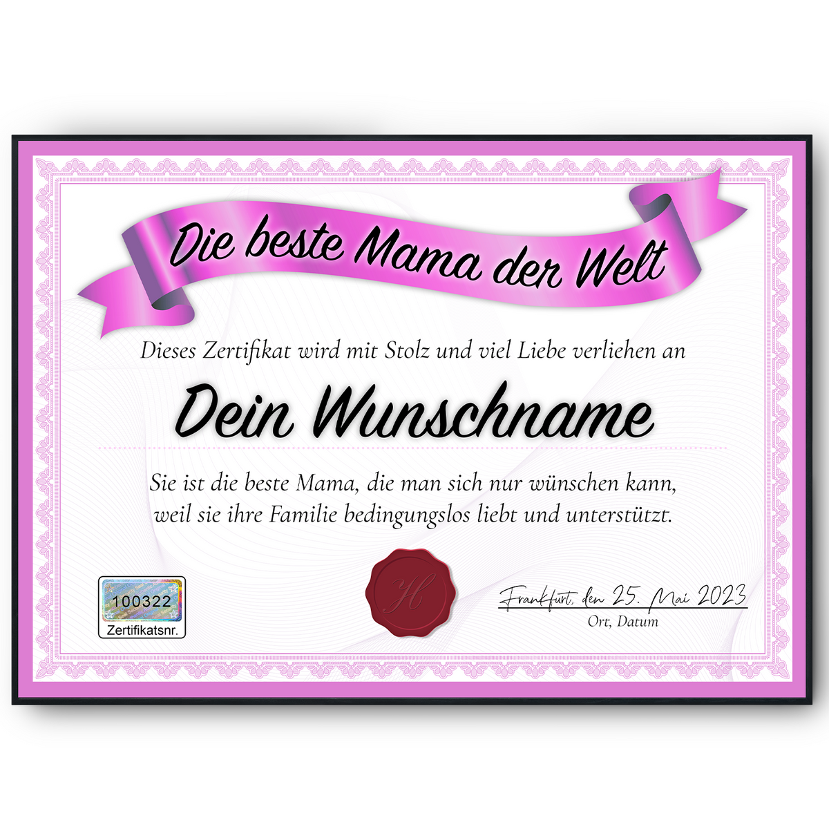 Beste Mama Geschenk personalisiert Geburtstag Poster Zertifikat Urkunde Mutter personalisierte Geschenkidee Muttertag