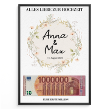 Laden Sie das Bild in den Galerie-Viewer, Hochzeitsgeschenk Personalisierbar Geldgeschenk Brautpaar Geld Hochzeit personalisiert
