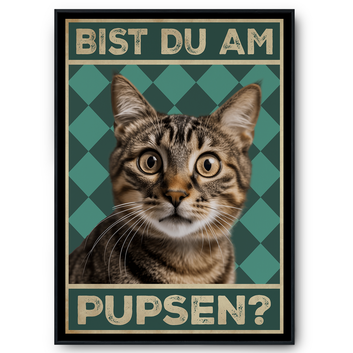 Bist du am Pupsen? Katzen Poster Badezimmer Gästebad Wandbild Klo Toilette Dekoration Lustiges Gäste-WC Bild DIN A4 - Katze 01