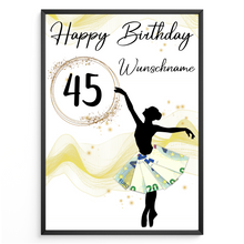 Laden Sie das Bild in den Galerie-Viewer, 45. Geburtstag Geldgeschenk Personalisiert Frauen Freundin Geschenk Ballerina personalisierbar Geburtstagskarte Ballett
