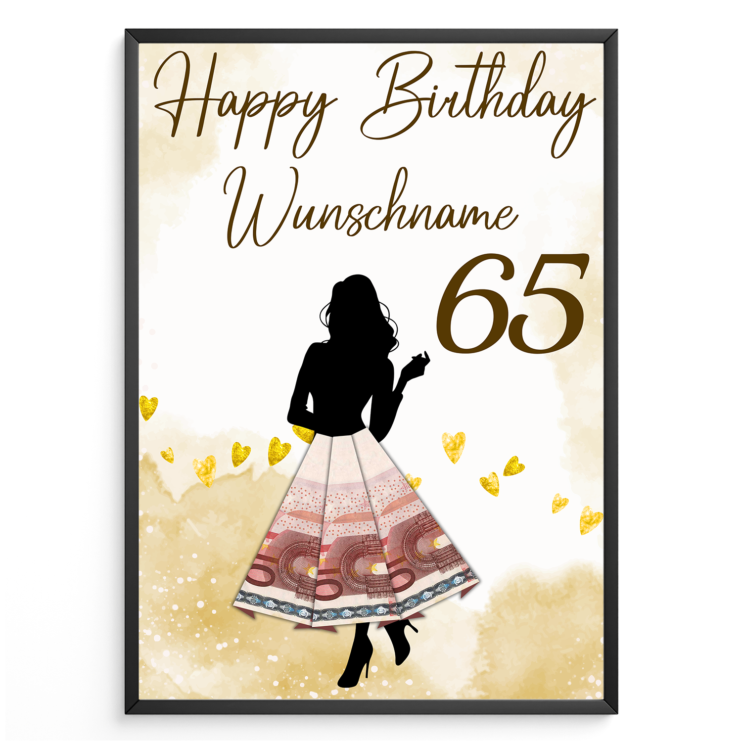 Goldene 65. Geburtstag Schärpe & Tiara Set – Mit Perlennadel, '65 & Fabulous' Aufdruck