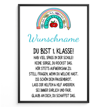 Laden Sie das Bild in den Galerie-Viewer, Geschenk Schulanfang Personalisiertes Affirmationsposter Einschulung Mutmacher
