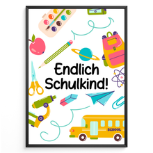 Laden Sie das Bild in den Galerie-Viewer, Geschenk zur Einschulung Jungen Mädchen Schulkind Einschulungsposter Schulanfang
