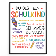 Laden Sie das Bild in den Galerie-Viewer, Schulkind Einschulung Geschenk Jungen Mädchen Einschulungsposter Schulanfang
