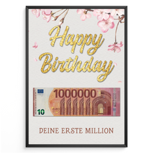 Laden Sie das Bild in den Galerie-Viewer, Geldgeschenk Geburtstag Frau | Deine erste Million | Lustiges Geburtstagsgeschenk Freundin Witzige Geschenkidee Damen Geld kreativ verschenken Mädchen
