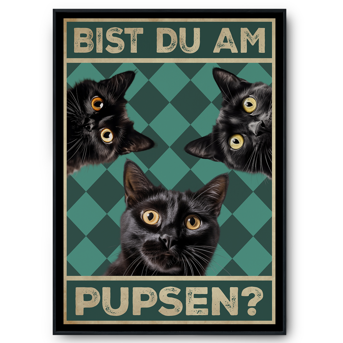 Bist du am Pupsen? Katzen Poster Badezimmer Gästebad Wandbild Klo Toilette Dekoration Lustiges Gäste-WC Bild DIN A4 - Katzen 03