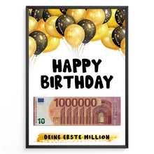 Laden Sie das Bild in den Galerie-Viewer, Geldgeschenk Geburtstag Männer Frauen Geschenkidee Geld - Deine erste Million
