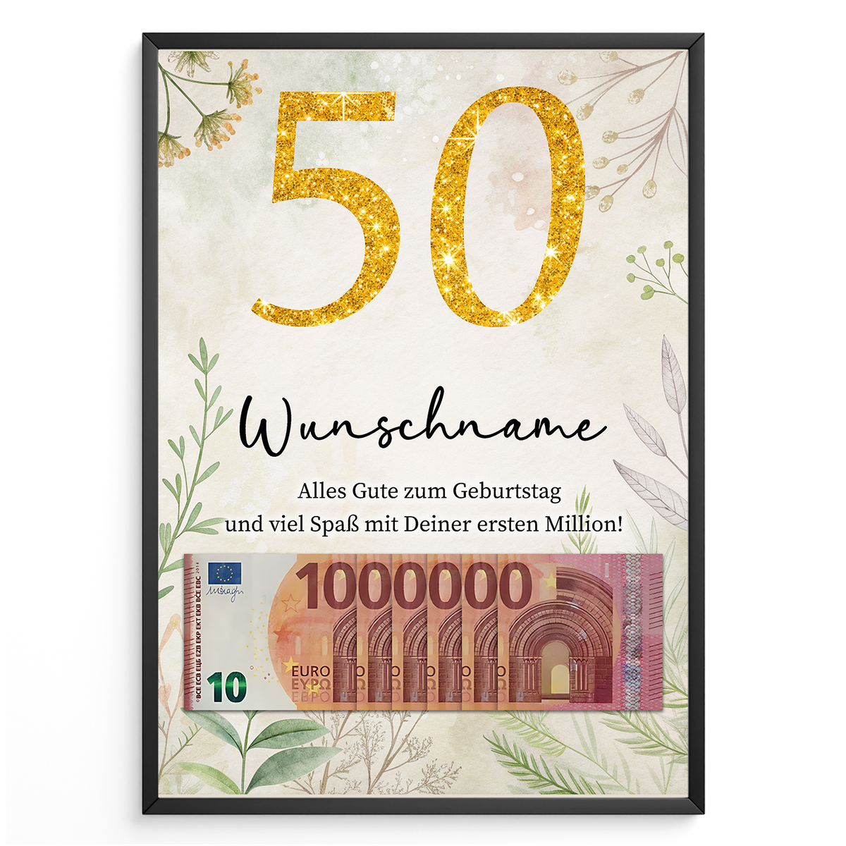 Personalisiertes Geldgeschenk zum 50. Geburtstag Männer Frauen Geburtstagsgeschenk Geld Geschenkidee personalisierbar