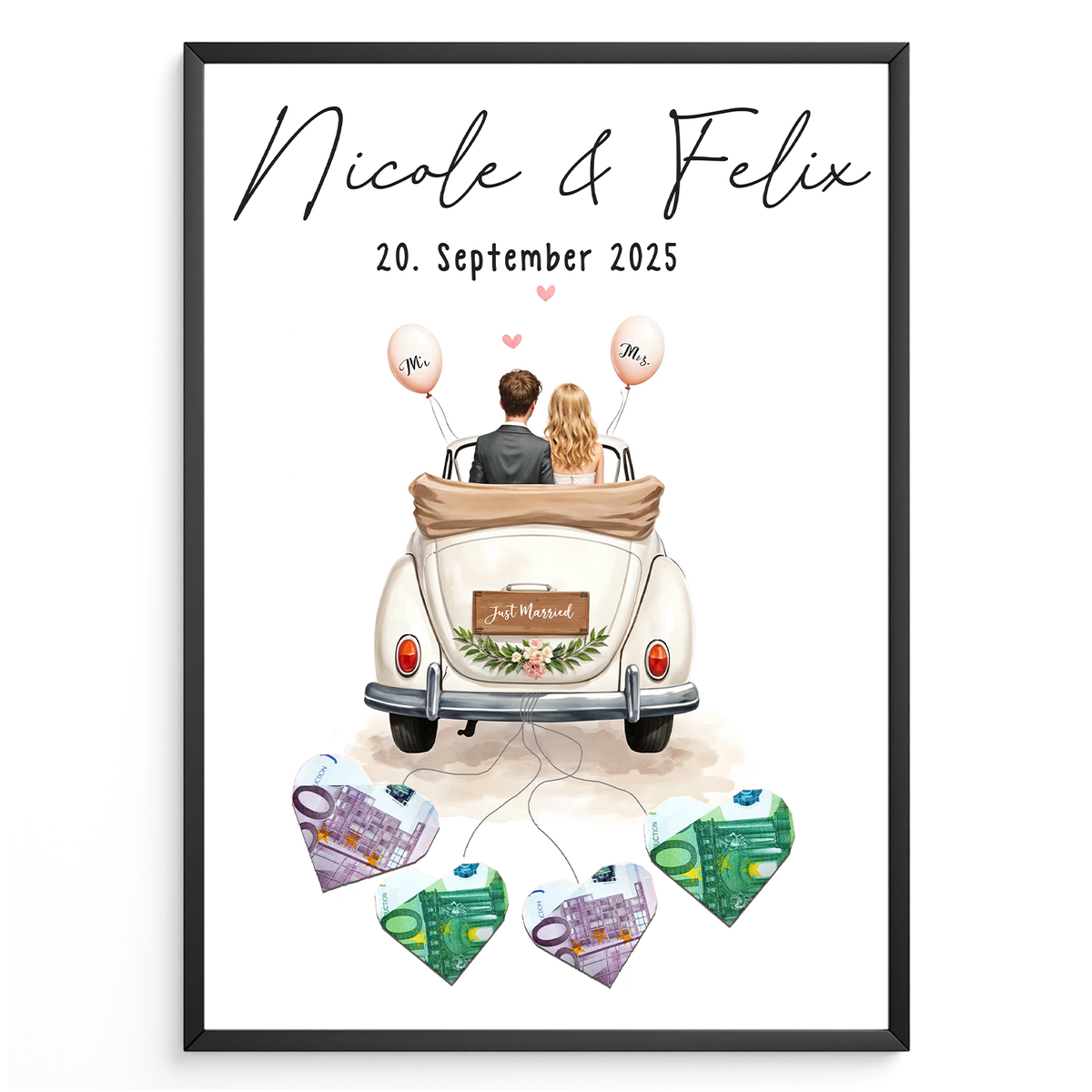 Hochzeit Personalisiertes Geldgeschenk Hochzeitsauto Hochzeitsgeschenk personalisierbar