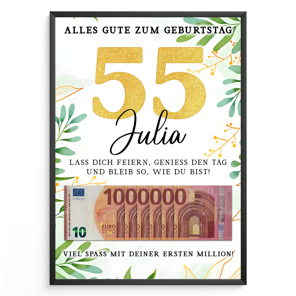 Personalisiertes Geldgeschenk zum 55. Geburtstag Geld Geschenkidee personalisierbar Geburtstagskarte
